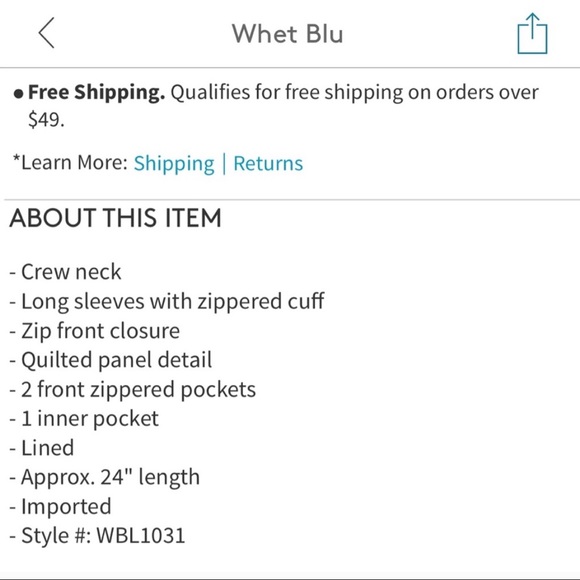 Whet Blu Quilted Panel Leather Jacket Gray XS - Picture 6 of 7